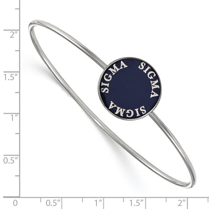 Sterling Silver S. Rh Plated Logoart Sigma Enameled Slip On Bangle
