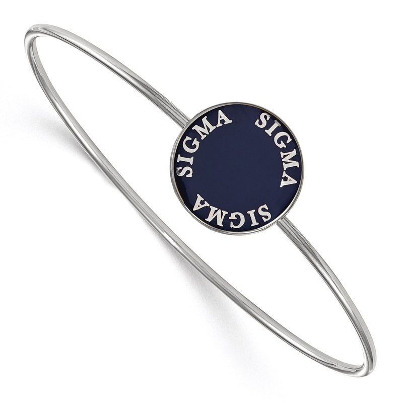 Sterling Silver S. Rh Plated Logoart Sigma Enameled Slip On Bangle