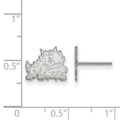 10K White Gold Logoart Texas Christian University Horned Frog Extra Small Post Earrings