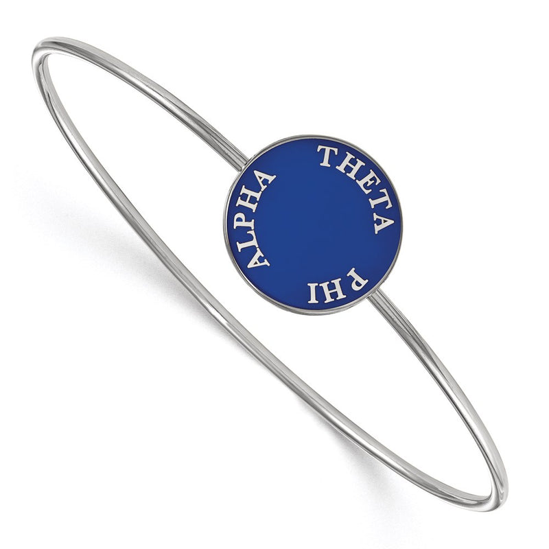 Sterling Silver Rh Plated Logoart Theta Phi Alpha Enameled Slip On Bangle