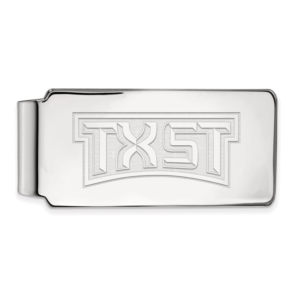 Sterling Silver Rhod-Pltd Logoart Texas State University Money Clip