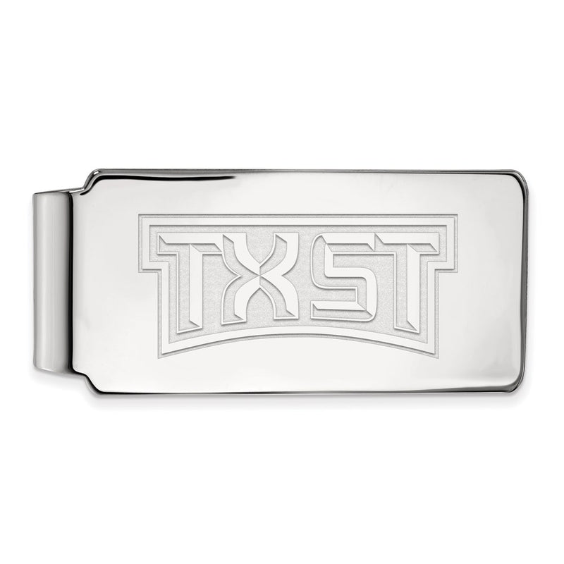 Sterling Silver Rhod-Pltd Logoart Texas State University Money Clip