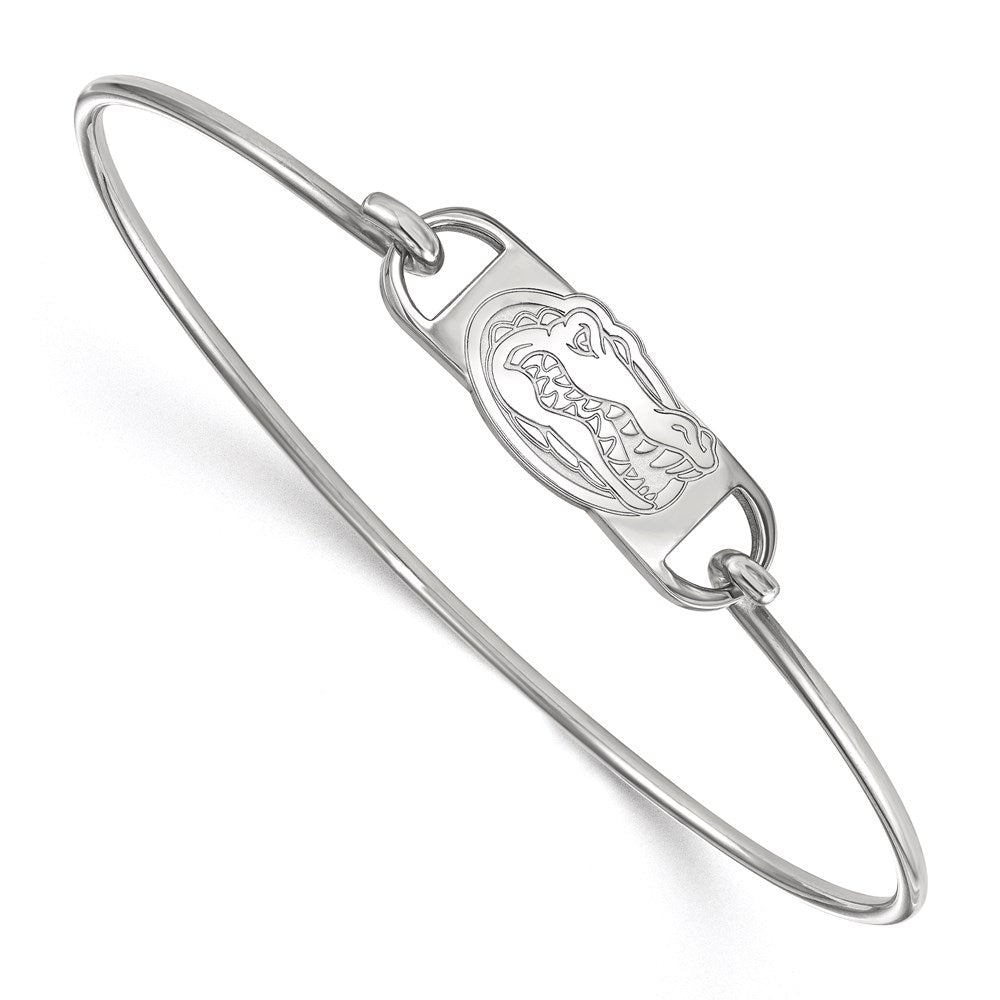 Sterling Silver Rhodium Plated Logoart University Of Florida Gator Small Center 7 Inch Wire Bangle