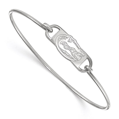 Sterling Silver Rhodium Plated Logoart University Of Florida Gator Small Center 7 Inch Wire Bangle