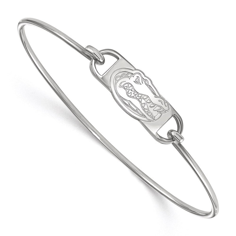 Sterling Silver Rhodium Plated Logoart University Of Florida Gator Small Center 7 Inch Wire Bangle
