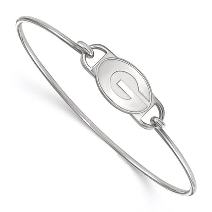 Sterling Silver Rhodium Plated Logoart University Of Georgia Letter G Small Center 7 Inch Wire Bangle
