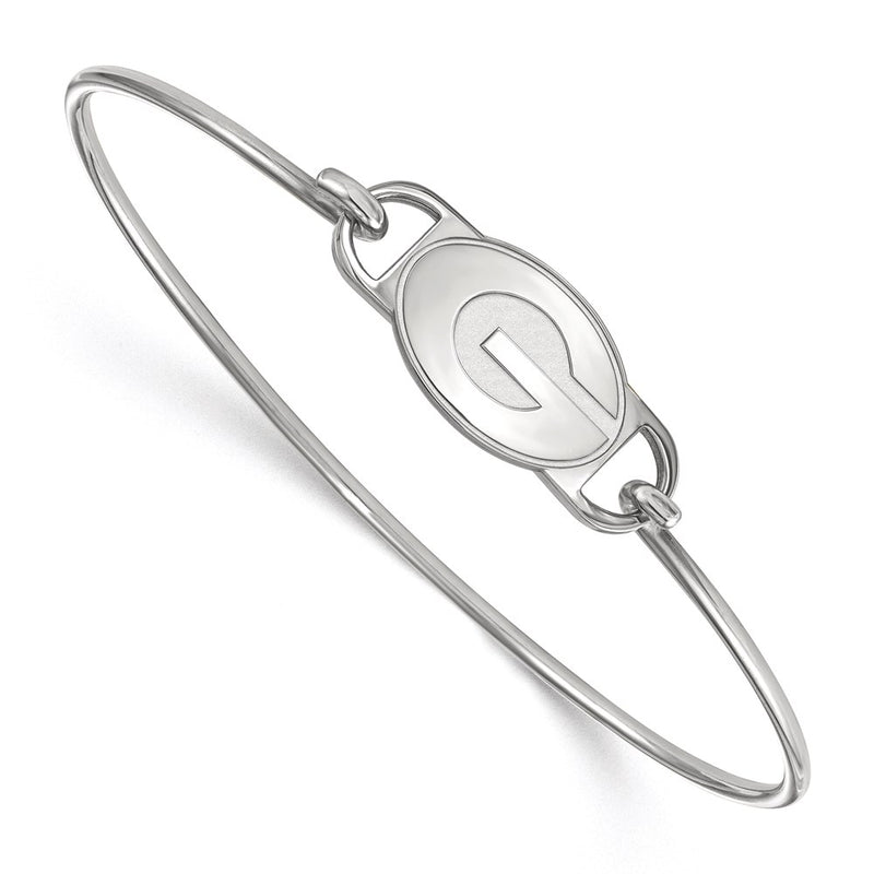 Sterling Silver Rhodium Plated Logoart University Of Georgia Letter G Small Center 7 Inch Wire Bangle