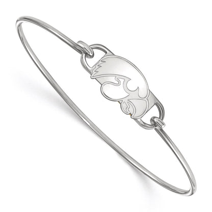 Sterling Silver S. Rh P Logoart University Of Iowa Small Center Wire Bangle