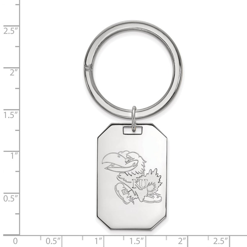Sterling Silver Rhod-Pltd Logoart University of Kansas Key Ring