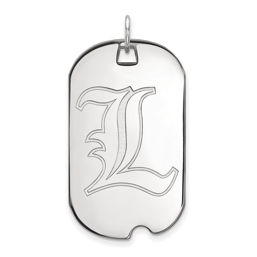 Sterling Silver Rhodium Plated Logoart University Of Louisville Letter L Large Dog Tag Pendant