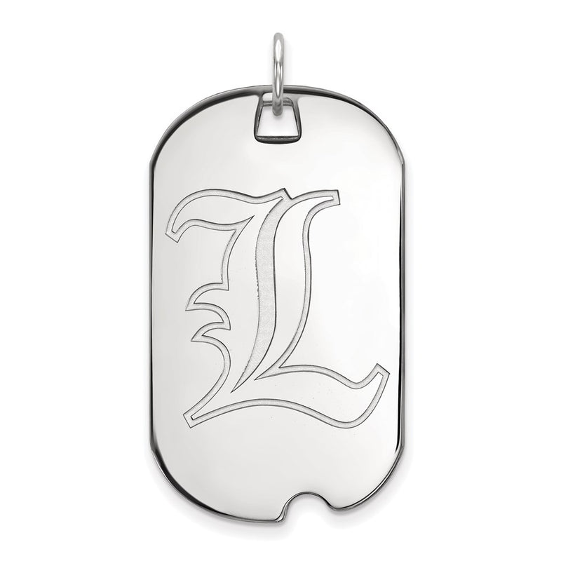 Sterling Silver Rhodium Plated Logoart University Of Louisville Letter L Large Dog Tag Pendant