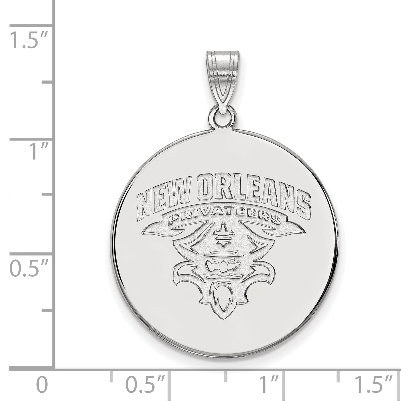 10K White Gold Logoart University Of New Orleans Privateers Extra Large Disc Pendant
