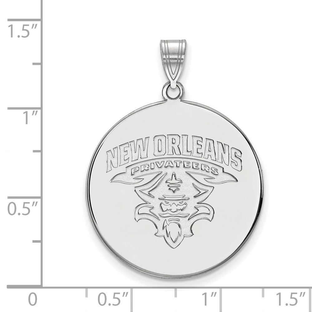 Sterling Silver Rhodium Plated Logoart University Of New Orleans Privateers Extra Large Disc Pendant