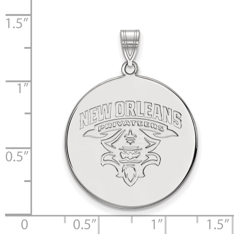 Sterling Silver Rhodium Plated Logoart University Of New Orleans Privateers Extra Large Disc Pendant