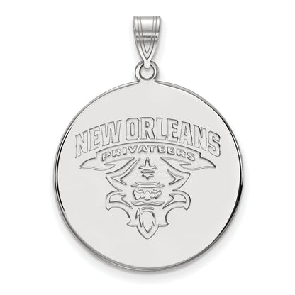 10K White Gold Logoart University Of New Orleans Privateers Extra Large Disc Pendant