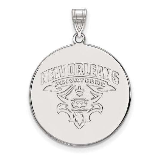 10K White Gold Logoart University Of New Orleans Privateers Extra Large Disc Pendant