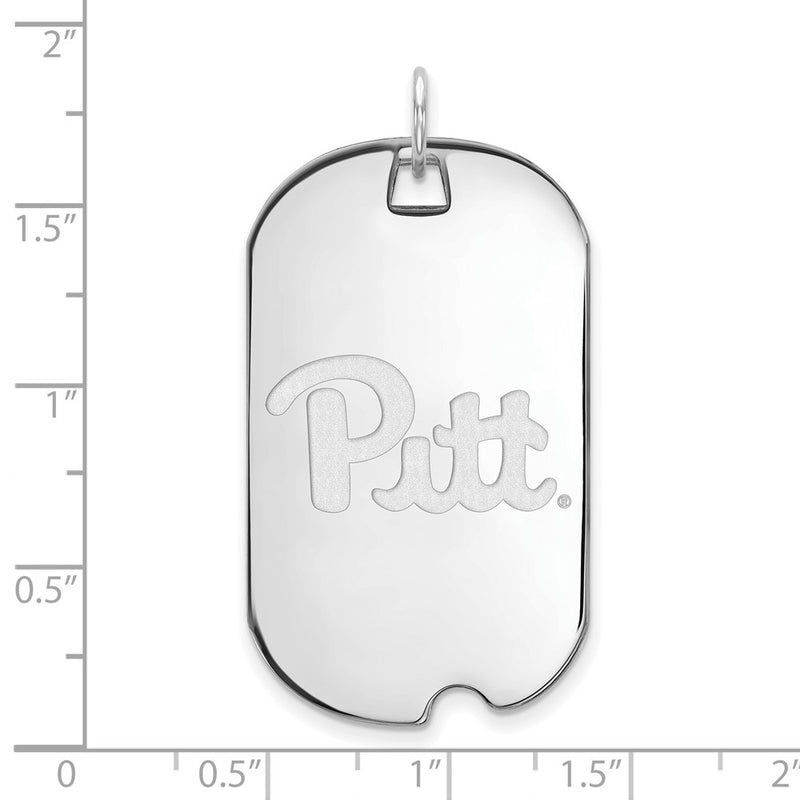 Sterling Silver Rhodium Plated Logoart University Of Pittsburgh Large Dog Tag Pendant