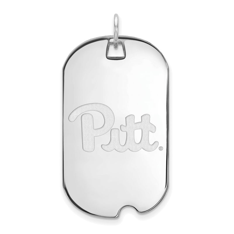 14K White Gold Logoart University Of Pittsburgh Large Dog Tag Pendant