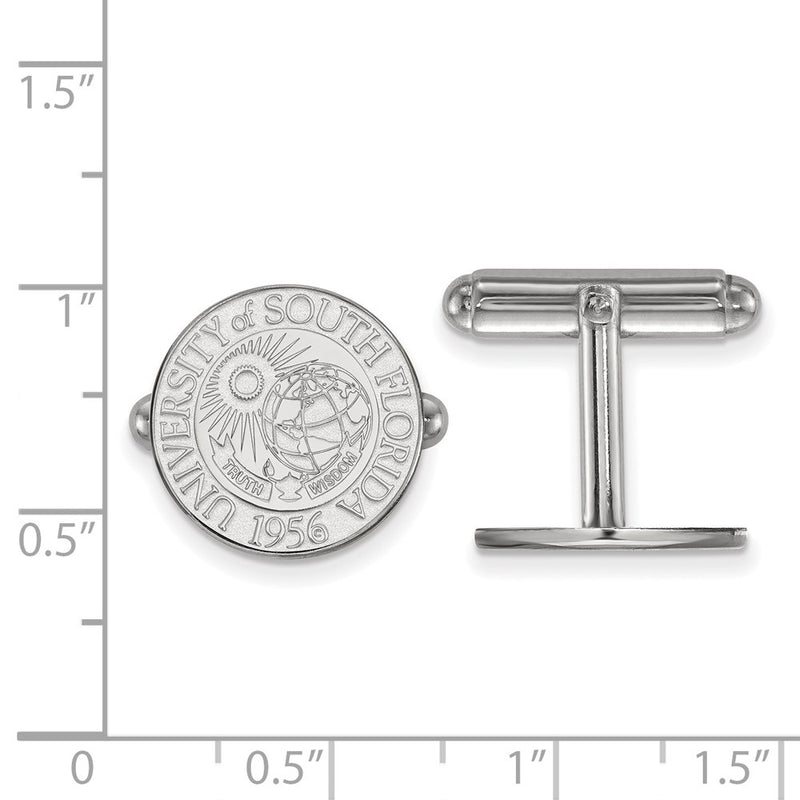 Sterling Silver Rhod-Pltd Logoart Univ. of South Florida Crest Cuff Links
