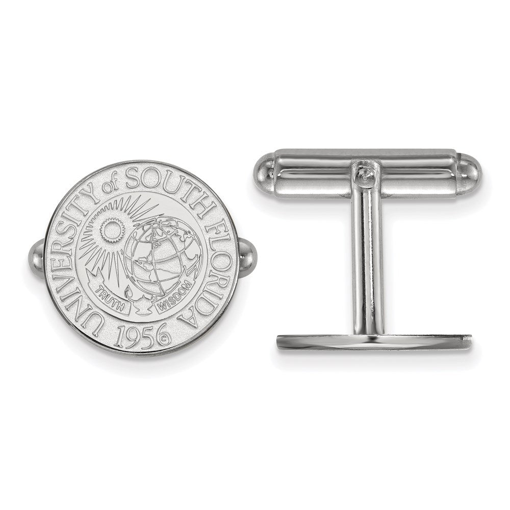 Sterling Silver Rhod-Pltd Logoart Univ. of South Florida Crest Cuff Links