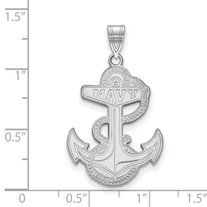 14K White Gold Logoart Us Naval Academy Anchor Extra Large Pendant