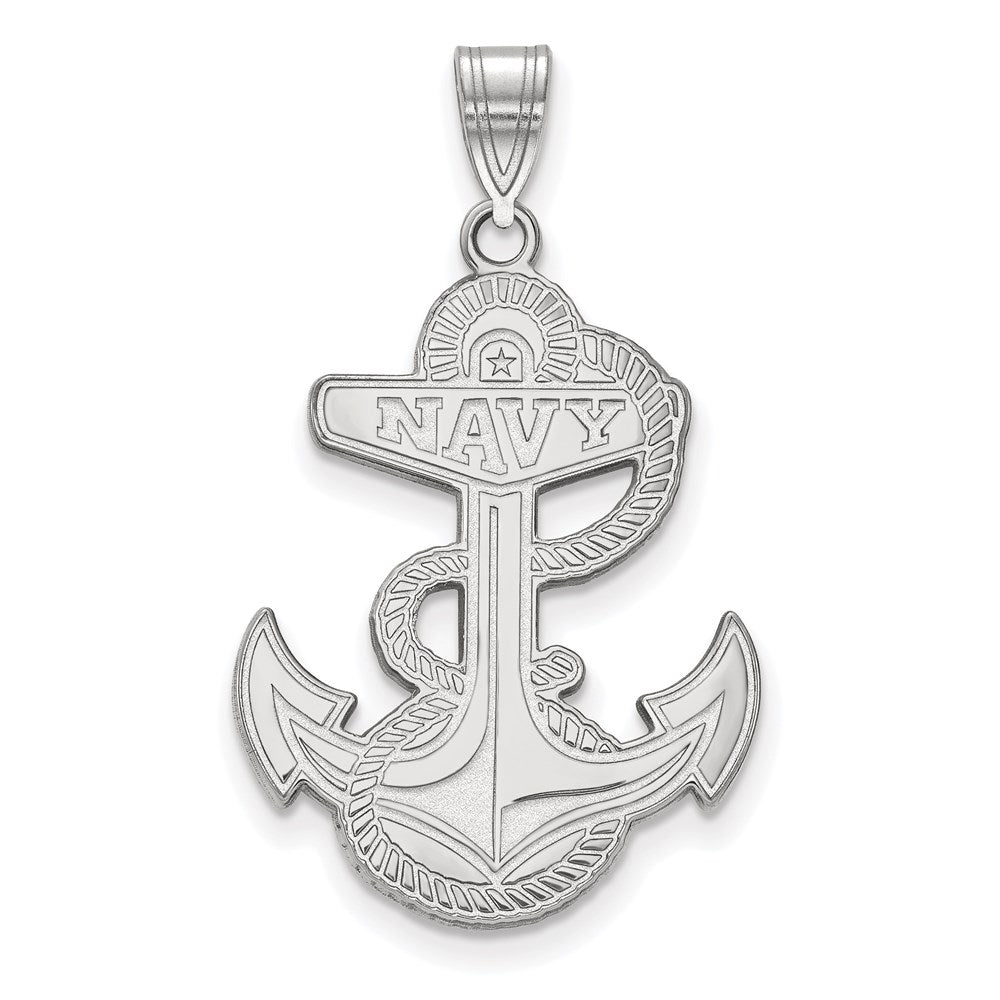 14K White Gold Logoart Us Naval Academy Anchor Extra Large Pendant