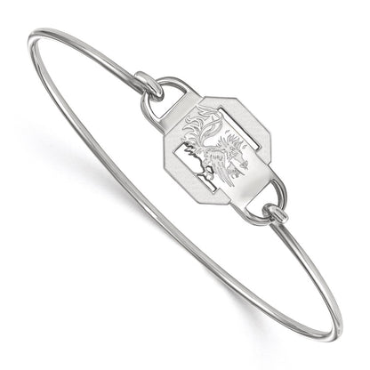 Sterling Silver Rhodium Plated Logoart University Of South Carolina Small Center 7 Inch Wire Bangle