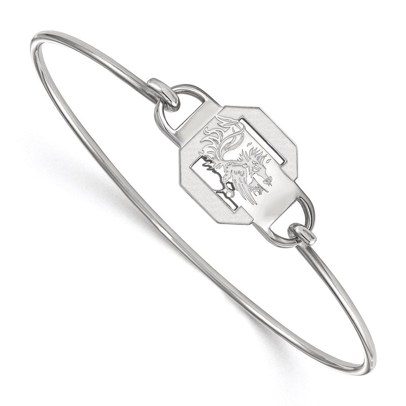 Sterling Silver Rhodium Plated Logoart University Of South Carolina Small Center 7 Inch Wire Bangle