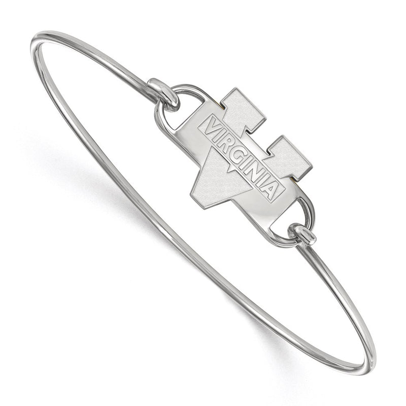 Sterling Silver Rhodium Plated Logoart University Of Virginia Small Center 7 Inch Wire Bangle