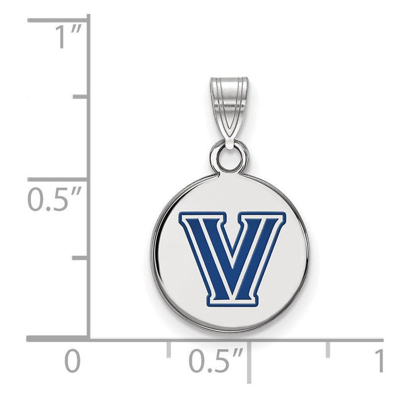 Sterling Silver Rhodium Plated Logoart Villanova University Letter V Small Enameled Disc Pendant