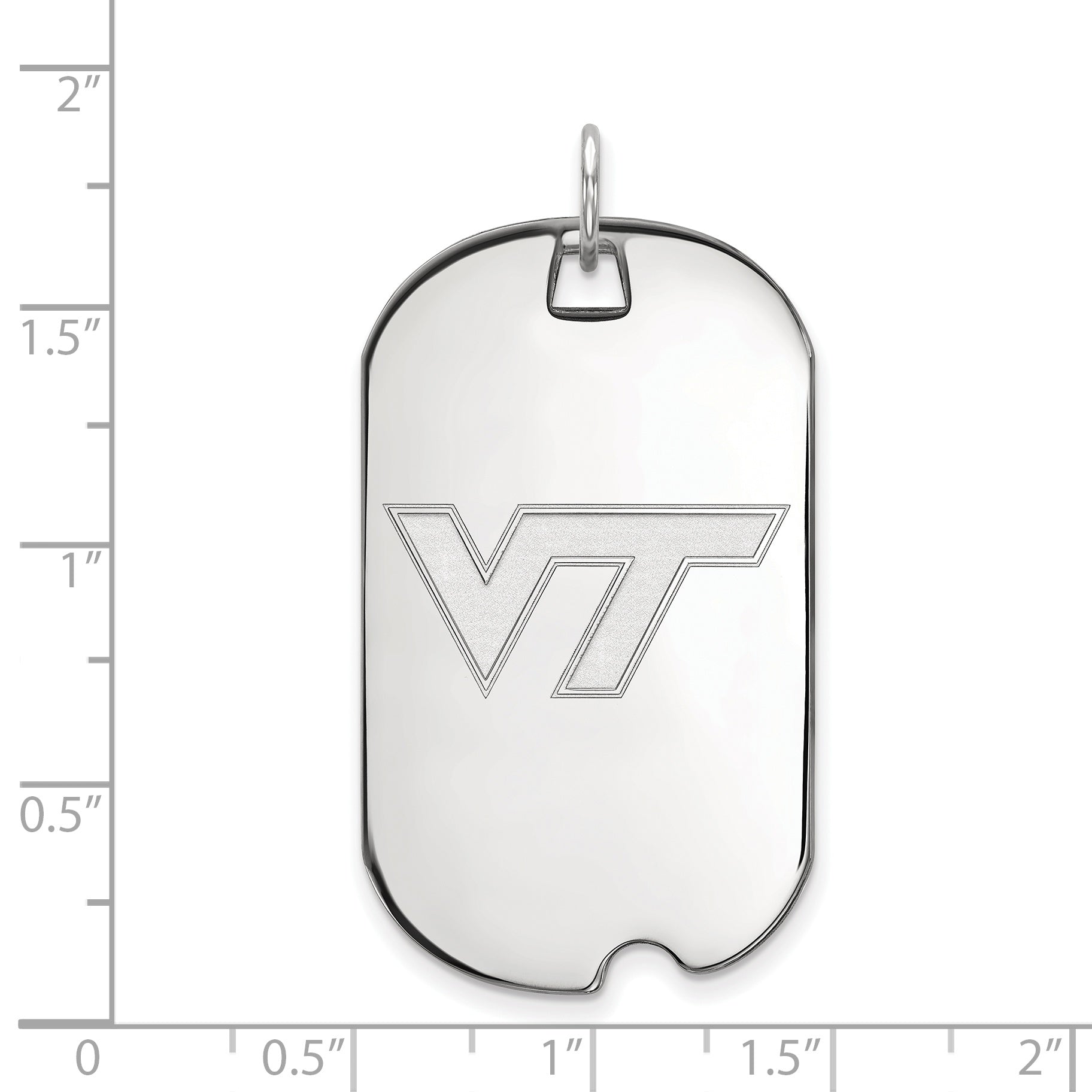 10K White Gold Logoart Virginia Tech V T Large Dog Tag Pendant