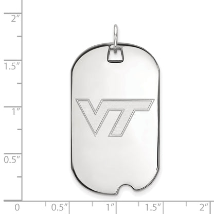 10K White Gold Logoart Virginia Tech V T Large Dog Tag Pendant