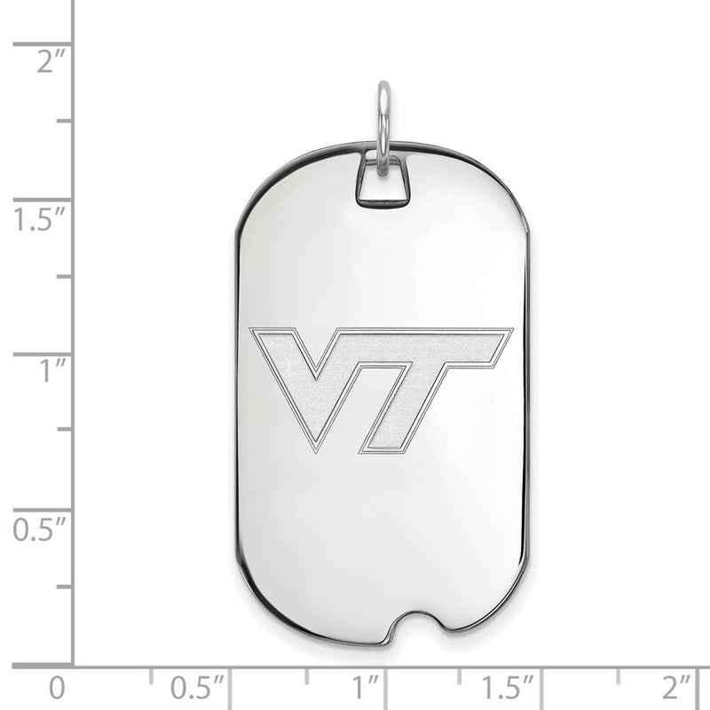 10K White Gold Logoart Virginia Tech V T Large Dog Tag Pendant