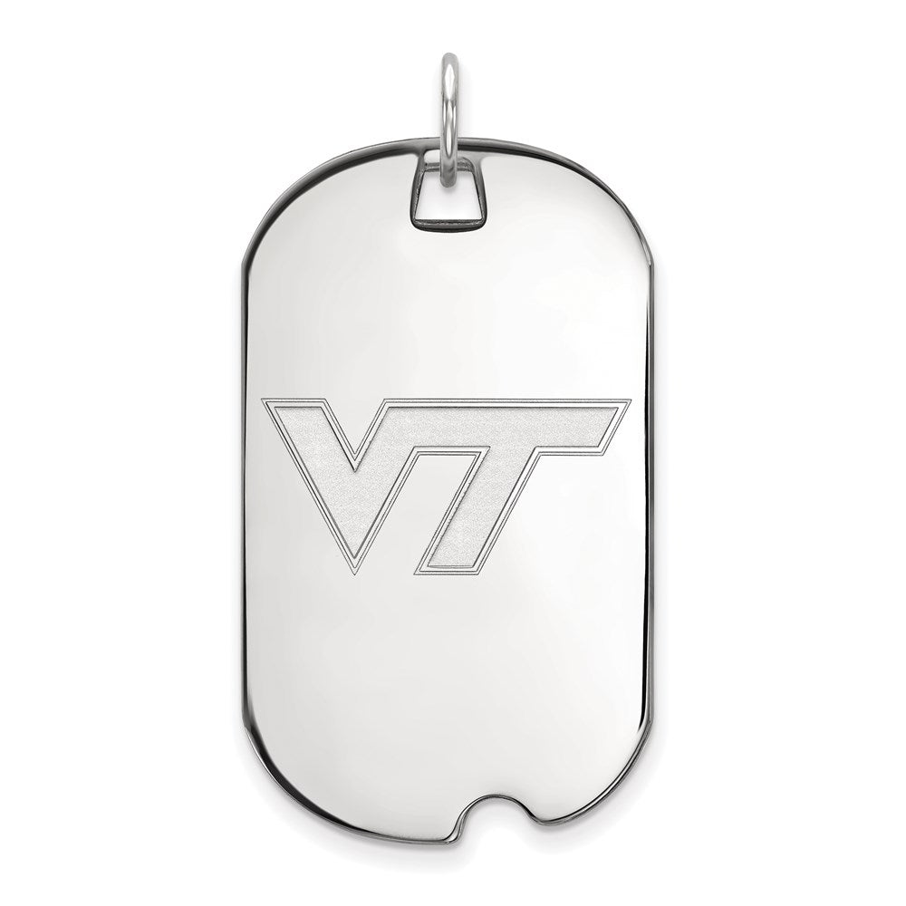 10K White Gold Logoart Virginia Tech V T Large Dog Tag Pendant