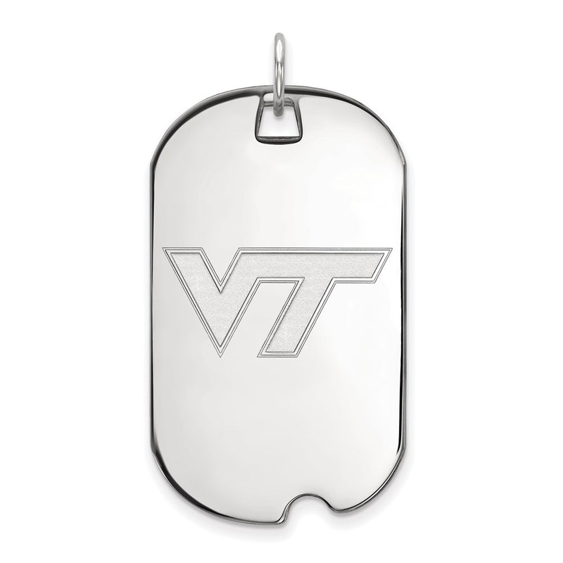 10K White Gold Logoart Virginia Tech V T Large Dog Tag Pendant
