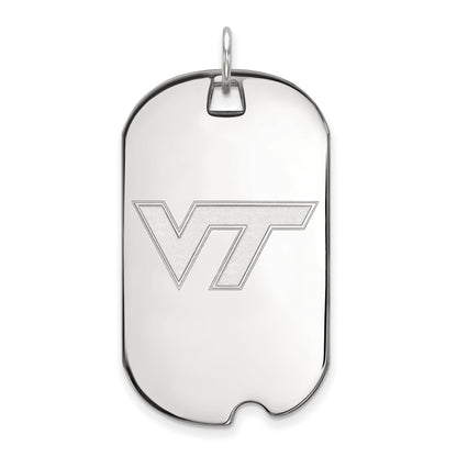 10K White Gold Logoart Virginia Tech V T Large Dog Tag Pendant