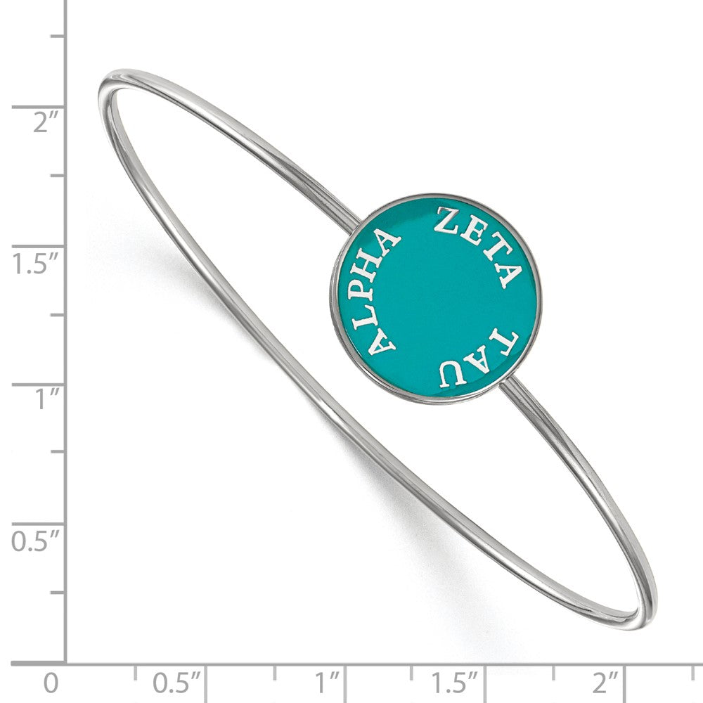 Sterling Silver Rh Plated Logoart Zeta Tau Alpha Enameled Slip On Bangle Bracelet