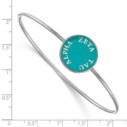 Sterling Silver Rh Plated Logoart Zeta Tau Alpha Enameled Slip On Bangle Bracelet
