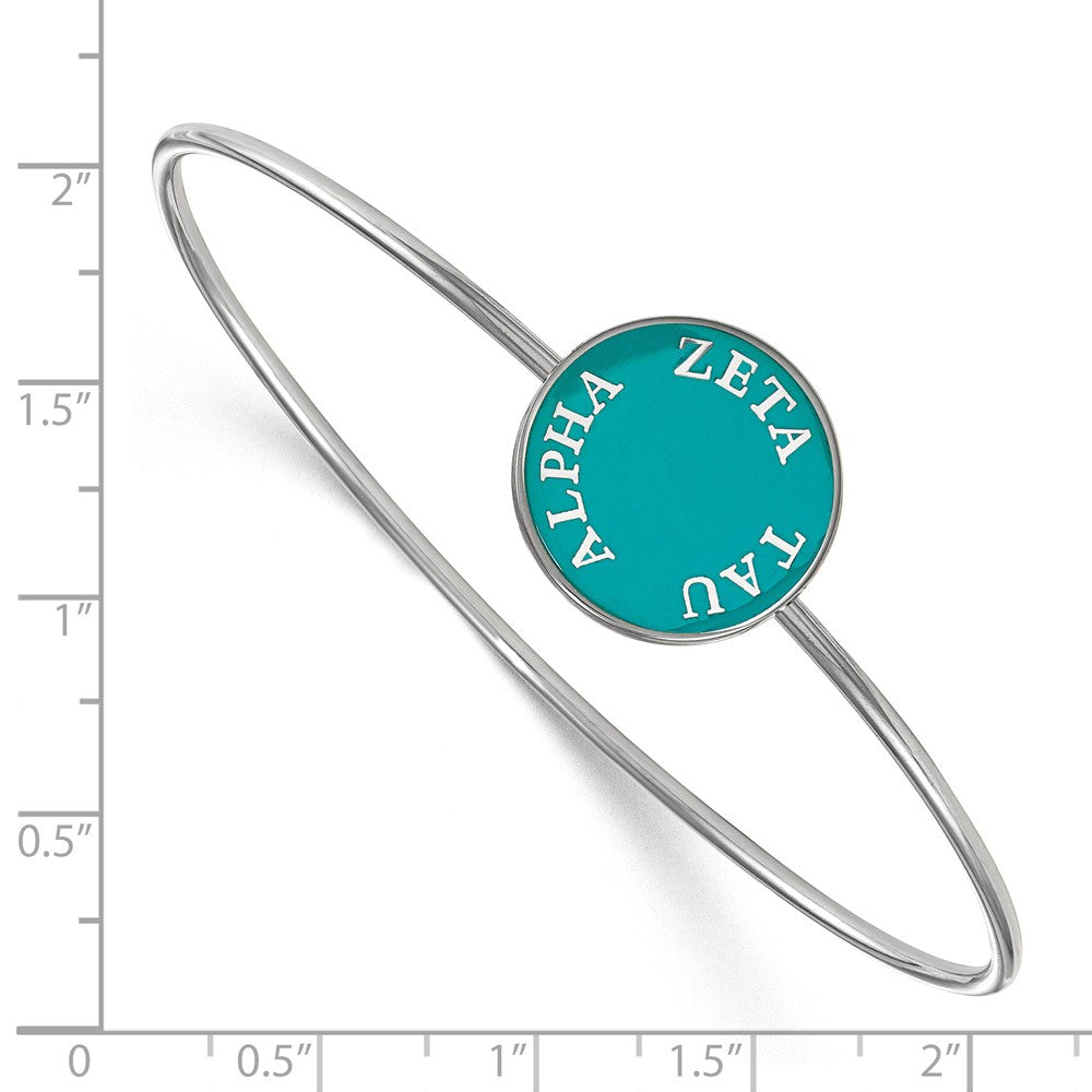 Sterling Silver Rh Plated Logoart Zeta Tau Alpha Enameled Slip On Bangle Bracelet