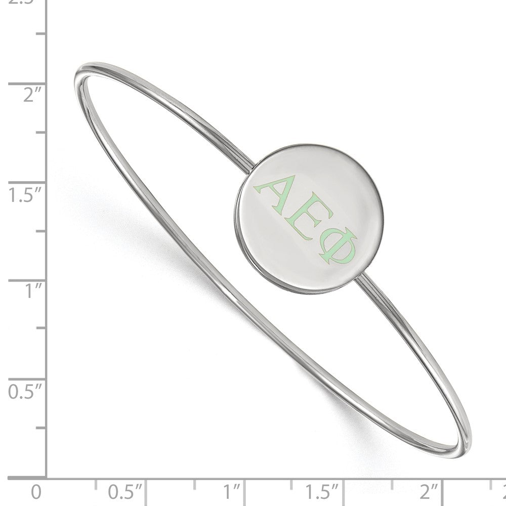 Sterling Silver S. Rh Plated Logoart Alpha Epsilon Phi Enameled Slip On Bangle