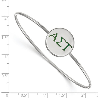 Sterling Silver Rh Plated Logoart Alpha Sigma Tau Enameled Slip On Bangle Bracelet