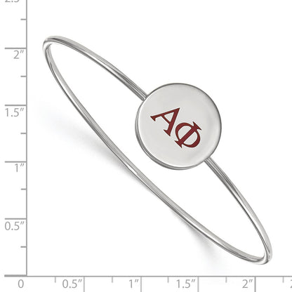 Sterling Silver Rh Plated Logoart Alpha Phi Enameled Slip On Bangle