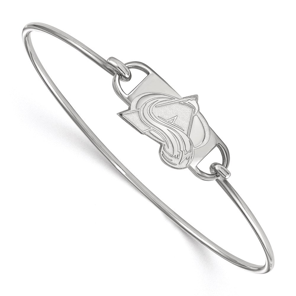 Sterling Silver Rhodium Plated Nhl Logoart Colorado Avalanche Letter A Small Center 7 Inch Wire Bangle