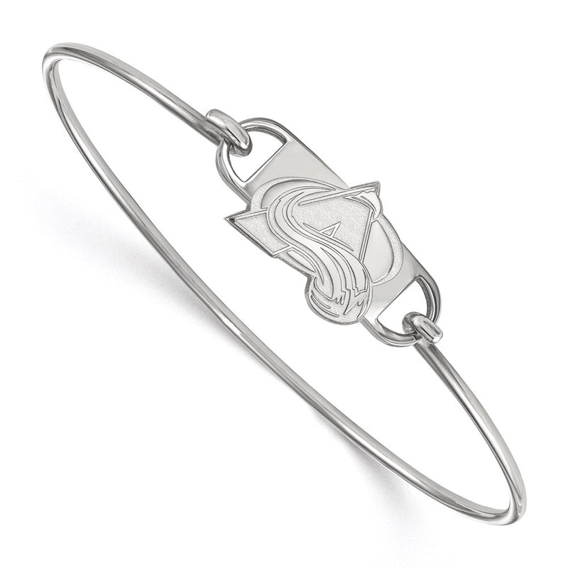 Sterling Silver Rhodium Plated Nhl Logoart Colorado Avalanche Letter A Small Center 7 Inch Wire Bangle