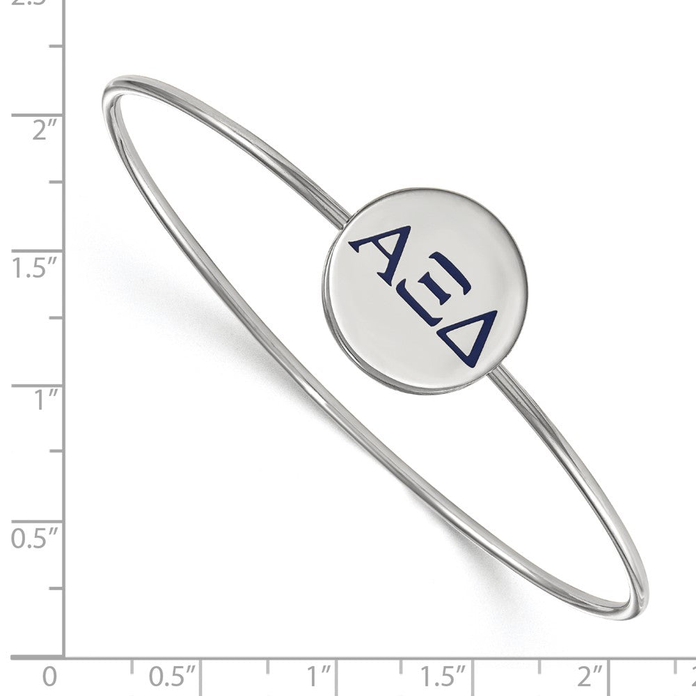 Sterling Silver Rh Plated Logoart Alpha Xi Delta Enameled Slip On Bangle Bracelet