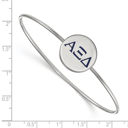 Sterling Silver Rh Plated Logoart Alpha Xi Delta Enameled Slip On Bangle Bracelet