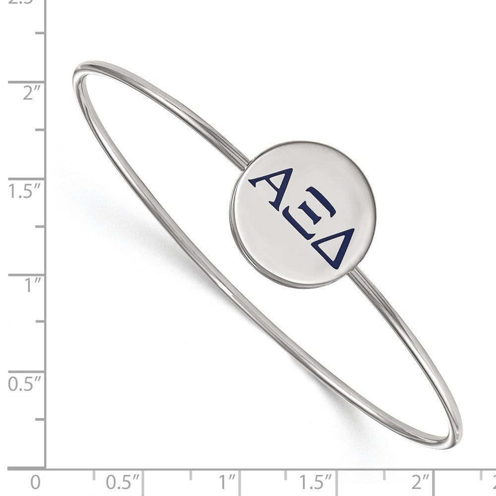 Sterling Silver Rh Plated Logoart Alpha Xi Delta Enameled Slip On Bangle Bracelet