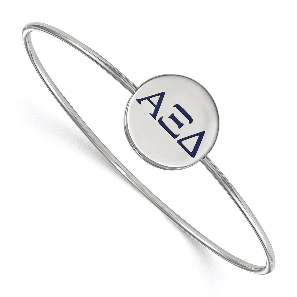 Sterling Silver Rh Plated Logoart Alpha Xi Delta Enameled Slip On Bangle Bracelet