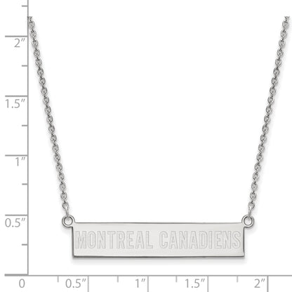 Sterling Silver Rhodium Plated Nhl Logoart Montreal Canadiens Small Bar 18 Inch Necklace