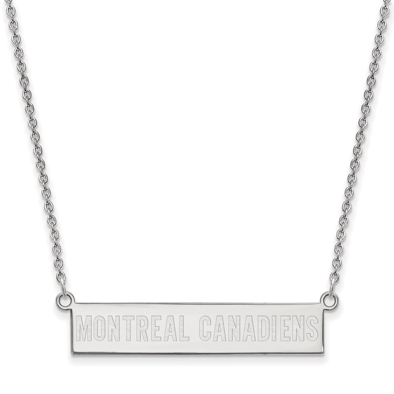 Sterling Silver Rhodium Plated Nhl Logoart Montreal Canadiens Small Bar 18 Inch Necklace